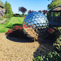 Vente en gros grande sphère métallique décorative extérieure en acier inoxydable balle de golf fontaine sculpture