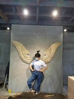 Décoration murale vintage rétro en métal avec des ailes d'ange de couleur or noir blanc de haute qualité fabriquée en usine en 2022