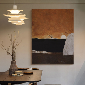 Peinture à l'huile abstraite verticale, orange rouille et noir, peinte à la main, à l'impasto épais, tons terreux, Wabi Sabi, grande œuvre d'art sur bois, Art déco - Product Image 3
