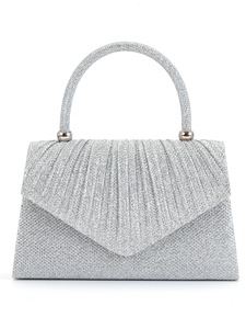 Pleated Glitter Evening <b>Clutch</b> Bag, Luxury Women's Sparkly Top Handle Handbag, Elegant Envelope Purse for <b>Wedding</b> & Party - Product Image 5