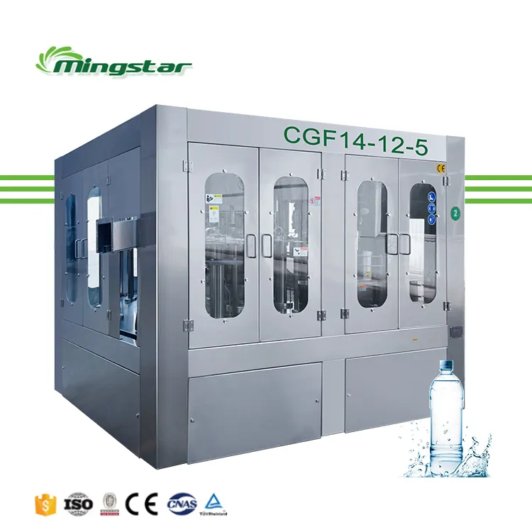 Mingstar CGF14-12-5 Automatische 3-In-1 Roterende Fles-Afvuldings-En Etikettering Van Watervloeistofvulmachine