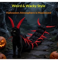 Costume d'Halloween pour animaux de compagnie : Tenue de chat réaliste style mille-pattes pour des occasions spéciales, accessoire félin amusant et original, toutes saisons