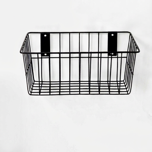 <b>Wall</b> Mounted Metal <b>Wire</b> <b>Storage</b> Basket Rectangle Modern Design Hanging Multi Purpose Organizing <b>Rack</b> Stylish Home Accent - Product Image 1