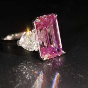 Bague de fiançailles pour femme personnalisée <span class=keywords><strong>en</strong></span> diamant de laboratoire taille émeraude PT950 de 10,5 carats, bijoux de luxe - Product Image 2