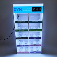Présentoir de comptoir pour sachets de snus avec éclairage LED et support de boîtes de snus à poussoir