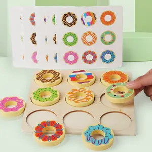 Wooden toys Montessori Donut Colorful Cognitive Game Matching Educational Toy Sorting Game for Kids