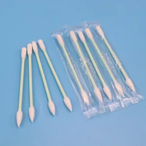 عصا خضراء ملفوفة فردية حلزونية و Qtips مدببة للماكياج