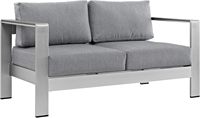 Ensemble de meubles de patio en aluminium moderne résistant aux intempéries, 4 pièces, avec coussins en polyester épais de 200 g, pour jardin extérieur