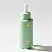 Emballage cosmétique de 40ml 60ml 80ml bouteille en verre vert mat vide pour flacons compte-gouttes d'huile essentielle de sérum pour le visage avec logo de marque personnalisé