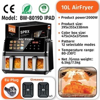 Friteuse à air double 10L en gros, multifonctionnelle, grande capacité, pour usage domestique et commercial