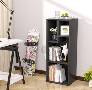 Étagère à trois niveaux noire moderne avec 4 cubes pour salon et chambre à coucher - Product Image 3