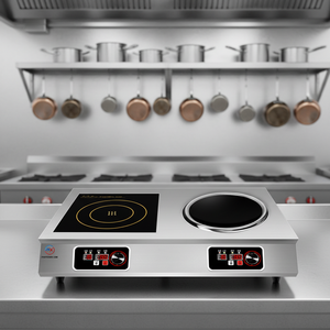 Cocina de Inducción Eléctrica Portátil Comercial de Acero Inoxidable de 3500W con Doble Placa y Función Hotpot, Fácil de Controlar - Product Image 1