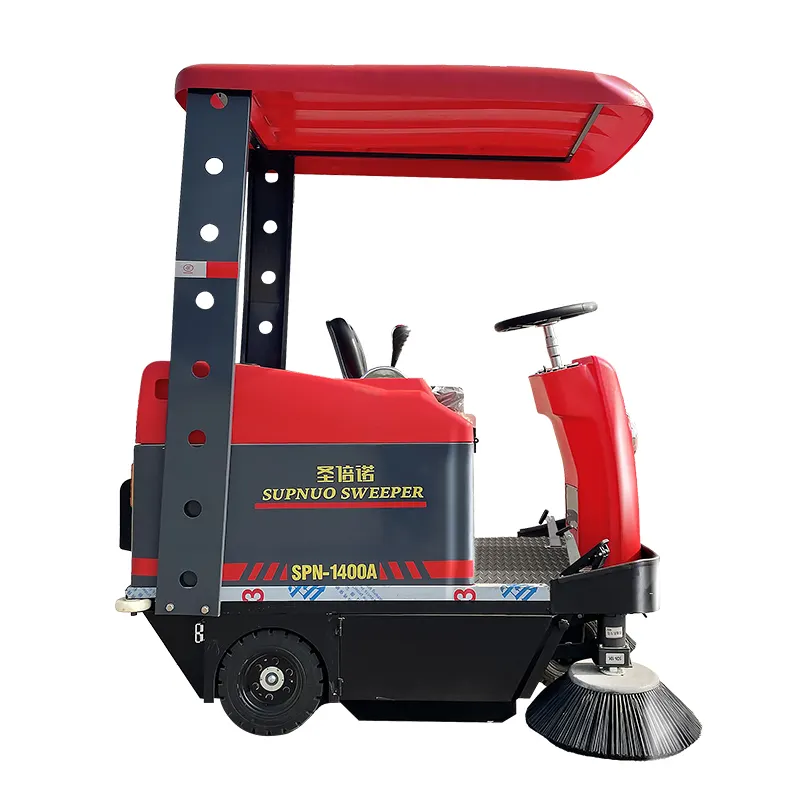 Factory Price Supnuo SBN-1400A Floor Sweeper With Water Spray Semi-Enclosed Cab Auto Ride-On Sweeper