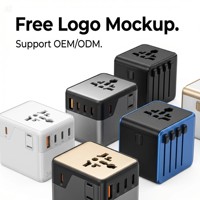 Adaptateur de prise de voyage 3.4A, 17W, universel, multi-ports USB-C, 2 ports USB-A, chargeur, adaptateur, design plat pour ordinateur portable, tablette, téléphone, appareil photo