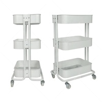Chariot de rangement à roulettes en métal avec 4 roues en plastique, facile à assembler, pour usage domestique et cuisine