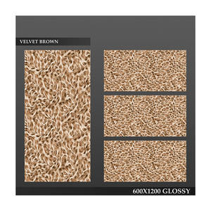 กํามะหยี่สีน้ําตาล 600x1200 มม. กระเบื้องปูพื้นพอร์ซเลนสีเข้มการออกแบบใหม่สําหรับวิลล่าขนาดใหญ่ที่หรูหรา - Product Image 1