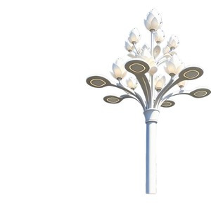 LED Street Light <b>Solar</b> Powered IP66 Rated 10-Year Warranty <b>Outdoor</b> Landscape Bollard Lamp with Leaf Motif Post Top <b>Lantern</b> - Product Image 1