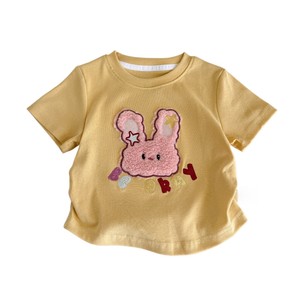 Girls Cartoon Rabbit Short Sleeve T-Shirt Cotton Summer Round Neck 3D Embroidered Top Kids Clothes - Product Image 5