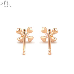 New Arrival Lucky <b>Four</b> <b>Leaf</b> <b>Clover</b> Design Stud <b>Earring</b> 18K Solid Gold Real Natural Diamond <b>Earrings</b> Jewelry For Women' s Gift - Product Image 3