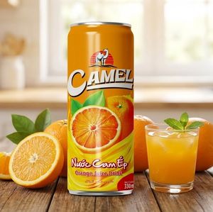Jugo de Fruta 100% Natural, Bebidas Exportadoras, OEM/ODM, Bebida de Jugo Premium Camel, 330 ml, Jugo de Naranja en Lata de Aluminio - Product Image 1