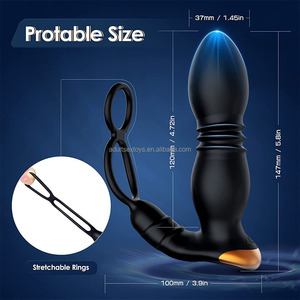Original APP 3-in-1 Teleskopischer Prostata-Massager Männlicher Anal-Vibrator Doppelter Penisring Stoßender Vibrierender Analplug mit Fernbedienung - Product Image 6