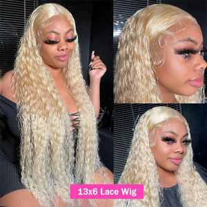 Vente en gros HD Transparent Full Frontal Lace 613 Blonde Straight Perruques de Cheveux Humains pour Femmes 13x4 13x6 Lace Front Perruques - Product Image 4