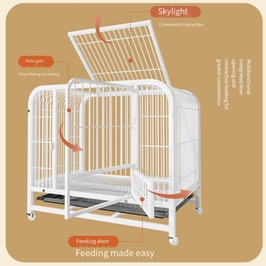 带轮子的铁制狗笼，适合小型/中型/大型犬，室内厕所旁宠物围栏，适合拉布拉多金毛猎犬 - Product Image 1