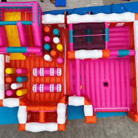 Château gonflable rose AirFunPro, thème spatial, en PVC, pour enfants, portable, intérieur/extérieur, pour parcs à thème
