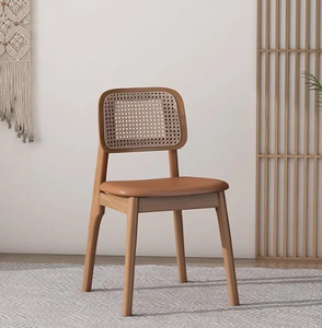 High-quality modern woven natural rattan and solid wood <b>dining</b> <b>chairs</b>, suitable for restaurants, hotels, family events, banquets - Product Image 6
