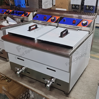 Ventes directes d'usine 18L + 18L Double réservoir Table Top Friteuse Gaz Équipement de cuisine commerciale Friteuse à gaz