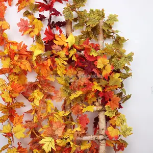 S02 decorazione di Halloween autunno foglia ghirlanda decorazione parete vite fogliame evento decorazione foglie pendenti autunno foglia d'acero ghirlanda per la casa