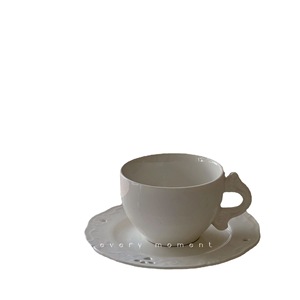 ถ้วยกาแฟและจานรองสีขาวลายนูนแบบฝรั่งเศสชุดน้ำชายามบ่ายลายศิลปะลาเต้ถ้วยชาดอกไม้ที่บ้านถ้วยเซรามิก - Product Image 5