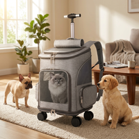 Sac de transport pour animaux à roulettes, approuvé par les compagnies aériennes, pour chiens et chats, sac à dos trolley de luxe en Oxford pour animaux de compagnie, pour voiture et avion