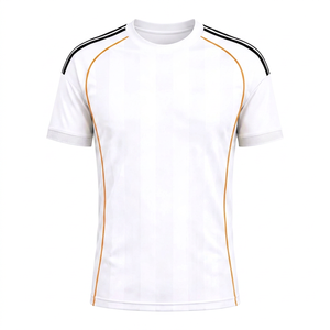 เสื้อฟุตบอลแบบกำหนดเองสำหรับผู้ชาย สีขาว แขนสั้น ระบายเหงื่อได้ดี ผลิตจากโพลีเอสเตอร์ 100% พิมพ์ลายแบบซับลิเมชั่น ชื่อทีม ชื่อผู้เล่น เบอร์ 10 - Product Image 2