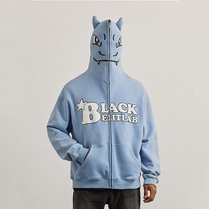 Sudadera con Capucha Extra Grande para Hombre, de Poliéster/Algodón, con Cierre Completo, Diseño de Serigrafía en Relieve en la Cara, Personalizada al por Mayor - Product Image 4