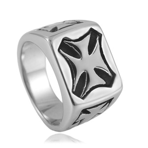Men's Titanium Steel <b>Cross</b> <b>Ring</b> <b>Silver</b> Geometric Punk Style Fashion Jewelry Gift 24047 - Product Image 5