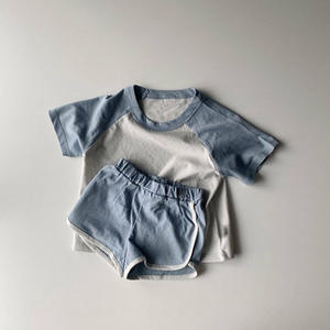 Conjuntos de Ropa para Niños, Verano 2021, Camiseta de Manga Raglán a la Moda, Pantalones Cortos de Algodón, Traje para Niños y Niñas - Product Image 4