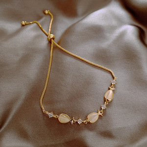 Pulsera De <span class=keywords><strong>Opalo</strong></span> De 14K, cadena De oro De ópalo en forma De pez, Circonia cúbica, diamantes, brazaletes De tenis ajustables - Product Image 6