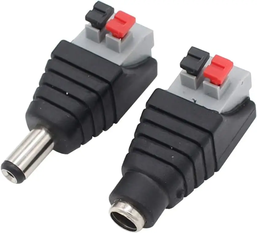 5.5mm DC Male Female Quick Connector with Push Lock for Light Strip CCTV Camera Power Supply Wire Spring Terminal