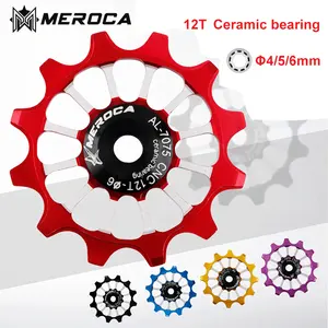 MEROCA 12T MTB bisiklet arka attırıcı kılavuz teker seramik rulman kasnak AL7075 CNC 4mm5mm6mm yol bisikleti kılavuz rulo avara