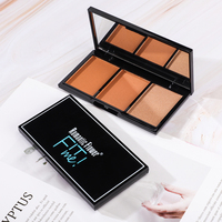 Palette de Poudre Compacte Bronzante Contour et Enlumineur 3 Teintes 24h Waterproof pour Peaux Foncées en Gros