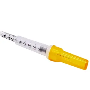 CE ISO13485 0.5毫升1毫升一次性安全胰岛素注射器，带伸缩针29G 30G
