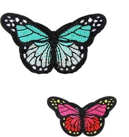 Patchs en tissu sergé brodés en forme de papillon, écologiques, pour chapeaux et sacs