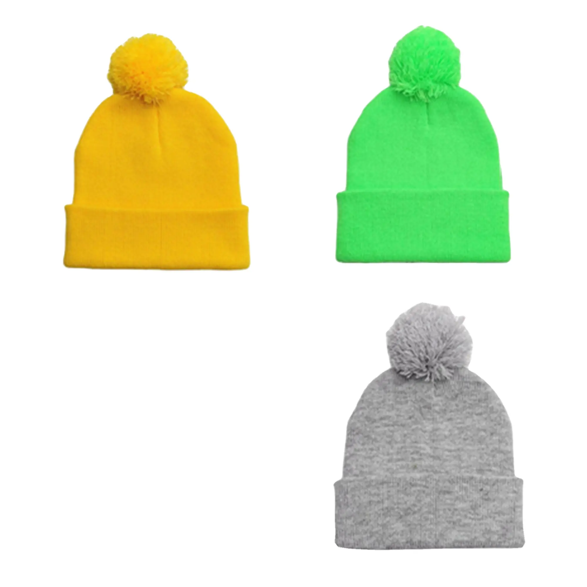 Bonnet tricoté en acrylique pour enfants, Logo personnalisé pour bébés, chapeau avec pompon, nouvelle collection hiver, vente en gros