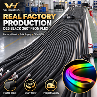 D25 Noir 360 °   Tube LED à pixels adressables synchronisés multi-zones SPI RGB Neon Flex WS2811 pour l'éclairage de projets