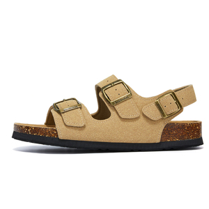 Sandalias Clásicas de Tres Tiras con Correa en el Tobillo, Superficie de Gamuza Mate, Plantilla de Corcho, Suela Antideslizante, Calzado Casual de Verano para Uso Diario - Product Image 3