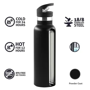 Reusable Drink Sport Flask Water Bottles Double Wall Insulated Narrow Mouth Stainless Steel Water Bottle With Custom Logo