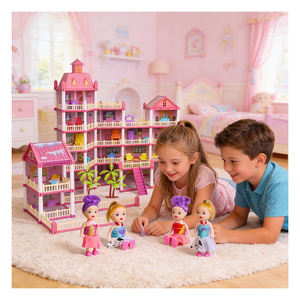 Ensemble de maison de poupée pour salle à manger avec table, chaises et accessoires de cuisine en plastique, jeu d'imitation, cadeau pour enfants unisexes, maison familiale - Product Image 5