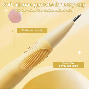 5 Farben Druckbleistifte mit Logo, Druckknopf mit integriertem Anspitzer, 6 Nachfüllminen – Ergonomisches Schreibhilfsmittel für Anfänger - Product Image 3