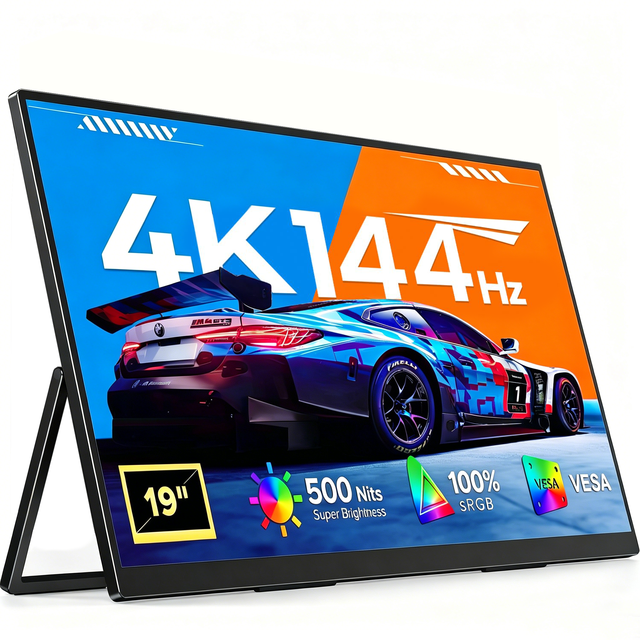LastCreate Portable Monitor 19 Inch 4K 144Hz LCD Matte Built-in Stand VESA Mount Built-in Speaker Type-C Gaming Monitor Outdoor